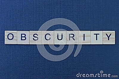 text word obscurity from gray wooden letters Stock Photo