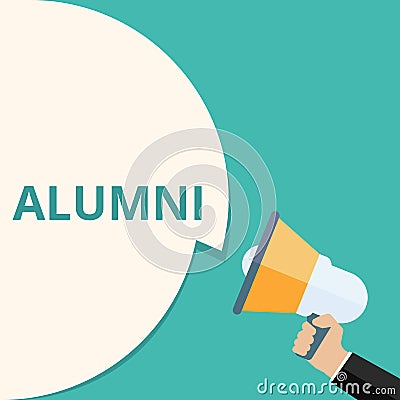 text writing Alumni Cartoon Illustration