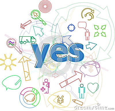 Text Yes. Education concept . Simple infographics thin line icons set Stock Photo