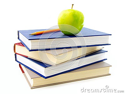 Textbooks stacked Stock Photo