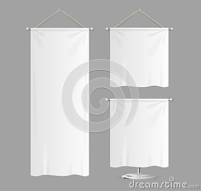 Textile Banners with Folds Set. Vector Vector Illustration