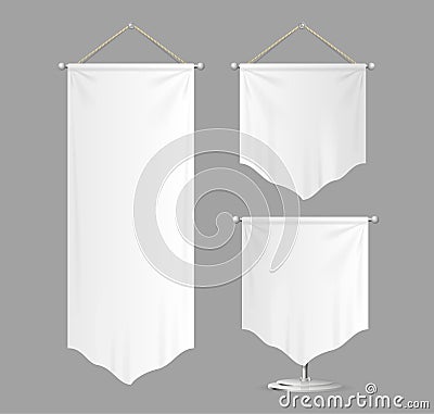 Textile Banners with Folds Set. Vector Vector Illustration