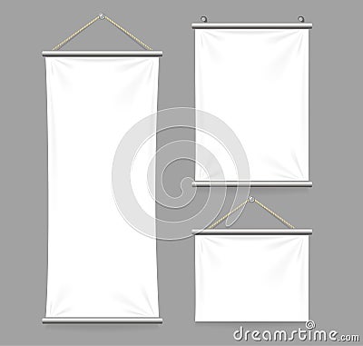 Textile Banners with Folds Set. Vector Vector Illustration