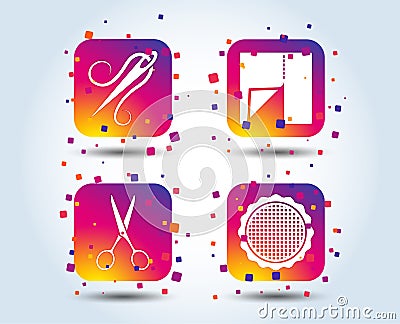 Textile cloth piece icon. Scissors hairdresser. Vector Illustration