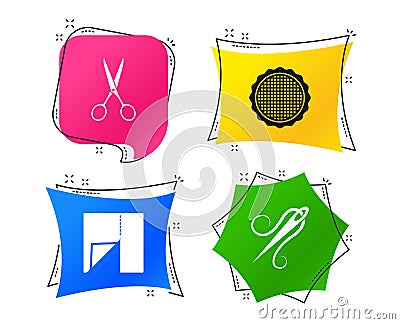 Textile cloth piece icon. Scissors hairdresser. Vector Vector Illustration