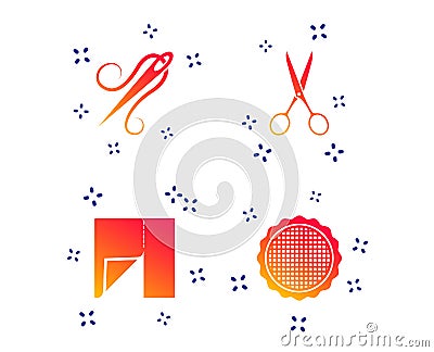 Textile cloth piece icon. Scissors hairdresser. Vector Vector Illustration