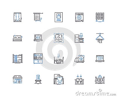Textile design line icons collection. Pattern, Texture, Color, Fabric, Print, Weave, Knit vector and linear illustration Vector Illustration
