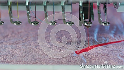 Textile Embroidery Machine in Textile Industry Stock Photo