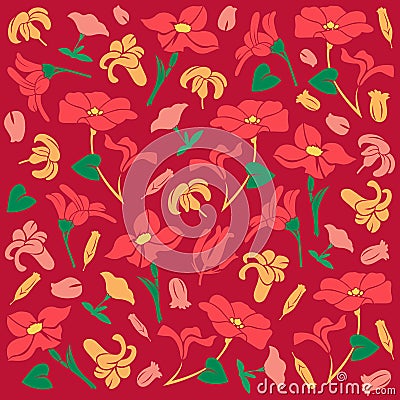 Textile and Fabric Pattern Maroon Nuance Vintage Floral Stock Photo