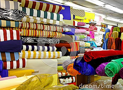 Textile fabric rolls Stock Photo