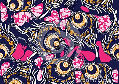 Textile fashion african print fabric super wax Vector Illustration