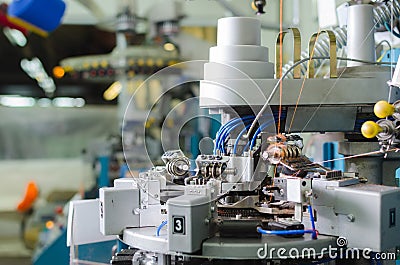 Textile: Industrial Embroidery Machine Stock Photo