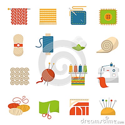 Textile Industry Icons Vector Illustration