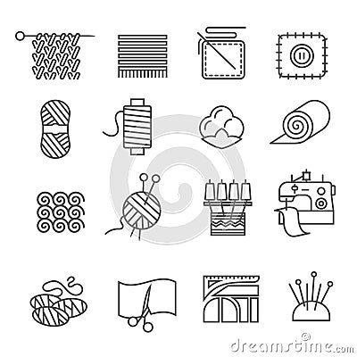 Textile Industry Icons Set Vector Illustration