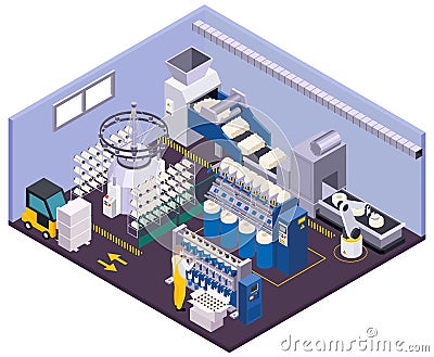 Textile Industry Isometric Composition Vector Illustration