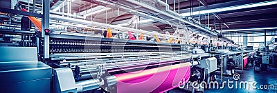 textile machinery weaving and dyeing fabrics. Generative AI Stock Photo