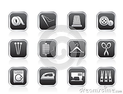 Textile objects and industry icons Vector Illustration