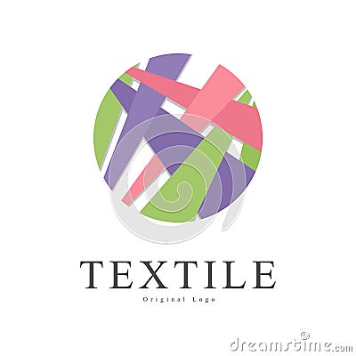 Textile original logo, badge for yarn shop, craft store, company identity, advertising, poster, banner, flyer vector Vector Illustration