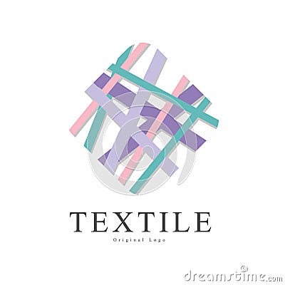 Textile original logo, badge for yarn shop, craft store, company identity, advertising vector Illustration on a white Vector Illustration