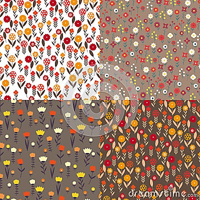 Textile patterns of flowers Vector Illustration