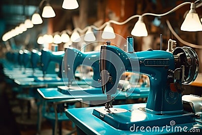 Machine designer industrial sewing fabric factory manufacture Stock Photo