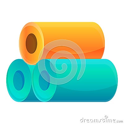 Textile production fiber rolls icon, cartoon style Vector Illustration