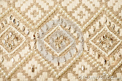 Textile with rhomb pattern embroidery Stock Photo