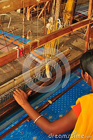 Working woman in silk industry Editorial Stock Photo