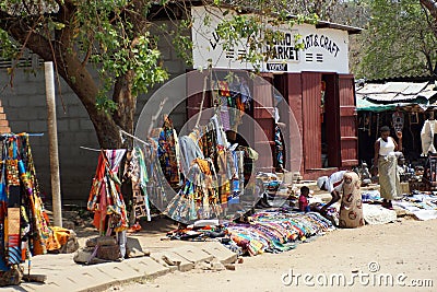Textiles at a market in Zimbabwe Editorial Stock Photo