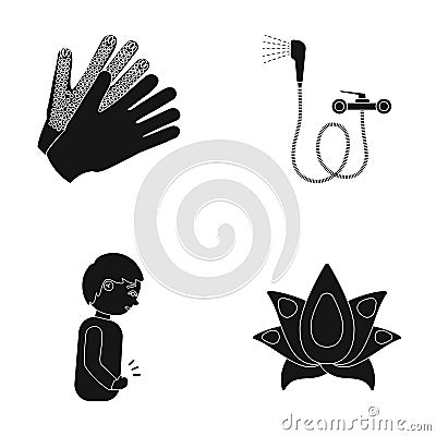 Textiles, medicine, ecology and other web icon in black style., flower, plants, nature, icons in set collection. Vector Illustration