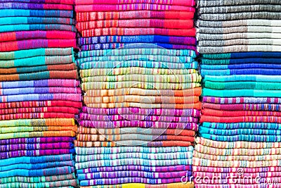 Textiles in Otavalo, Ecuador Stock Photo