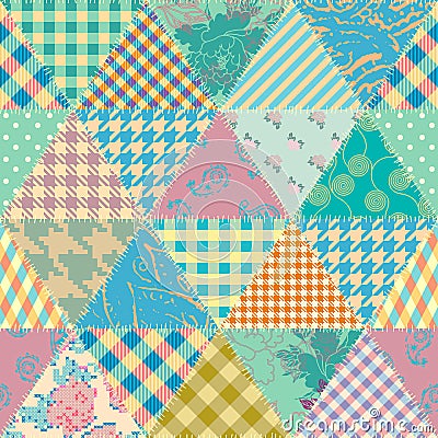 Textille patchwork pattern. Seamless Vector image. Vector Illustration