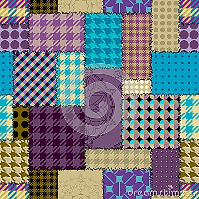 Textille patchwork pattern. Seamless Vector image. Squares patchwork Stock Photo