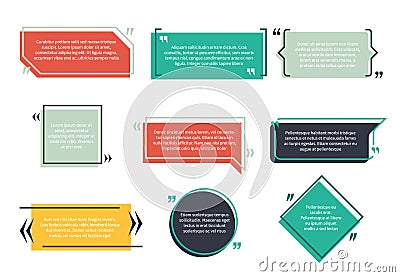 Texting boxes. Feedback typography quote box speech bubble template text note brackets citation page empty frame and Vector Illustration