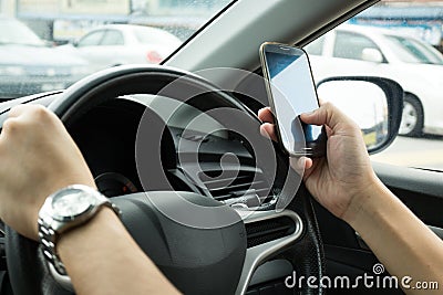 Texting while driving Stock Photo