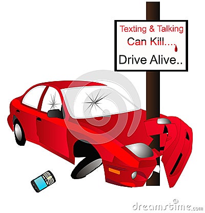 Texting and talking can Kill... say No..... Vector Illustration