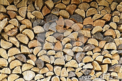 Textura, background - natural wood. Wooden Logs Stacked Stock Photo