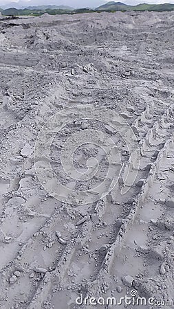 Textura de huellas de camiÃ³n en la arena. Texture of truck tracks in the sand. Stock Photo