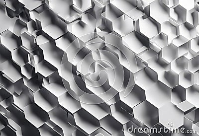 texture abstract high white xagon pattern rendering 3d background geometric tech xagonal Stock Photo
