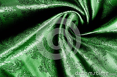 Texture, background blue, green, verdant, lawny, vealy, virid blushful fabric with a paisley pattern.based on traditional Asian Stock Photo