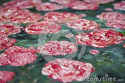 Texture. Background. A canvas with dabs of buttered paints. Red, white and green colors. Art. Decor. Stock Photo