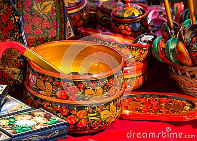 Texture, background. Handicrafts Hohloma. a particular skill of Stock Photo