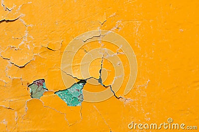 Texture background of light orange and turquoise peeling paint on the old rough texture surface Stock Photo