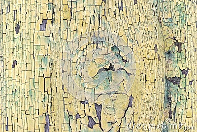 Texture, background, old wood coating with cracked paint Stock Photo