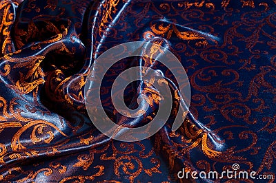 Texture, background, pattern. silk cloth Royal monogram. Moses V Stock Photo