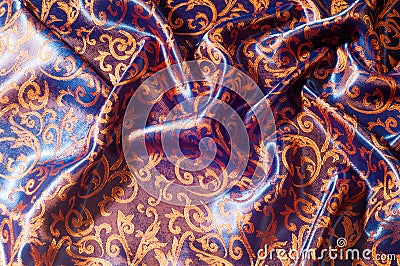 Texture, background, pattern. silk cloth Royal monogram. Moses V Stock Photo