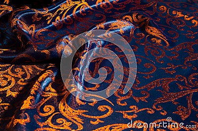 Texture, background, pattern. silk cloth Royal monogram. Moses V Stock Photo