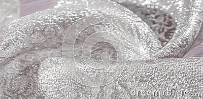 Texture background, pattern. white brocade fabric. Organza brocade fabric - shepherd, with a crunchy palm. It has a large yarn- Stock Photo