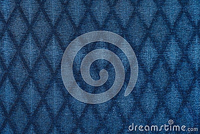 Texture of blue fabric with rombic pattern Stock Photo