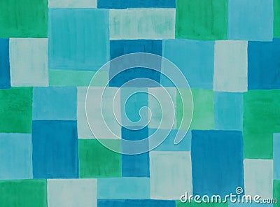 Texture brick, green, blue, turquoise paint stripes brush sunset bright abstract background print art design Stock Photo